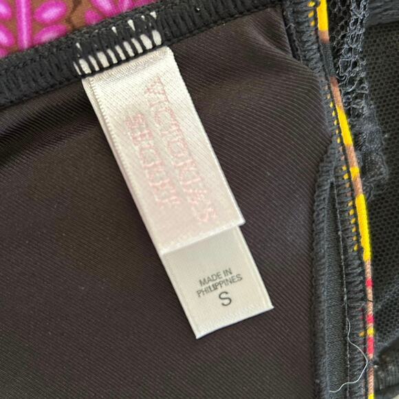 Victoria's Secret Women Bikini Top Swimwear Padded Floral Retro Black Size Small - Picture 4 of 7